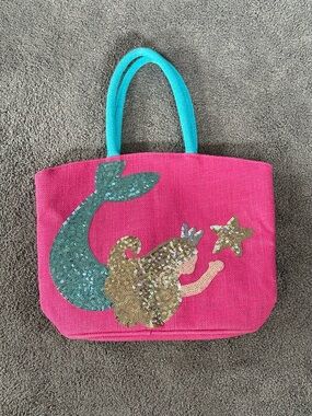 Mudpie Mermaidcore Straw Sequin Mermaid Tote Tropical Coconut Girl Summer Beach